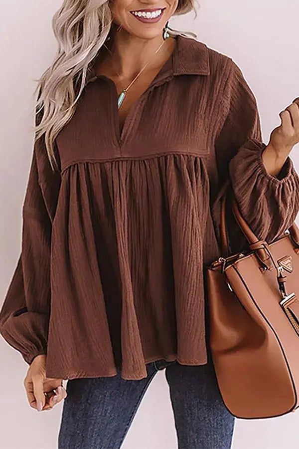 Best Kept Secret Collared Babydoll Top - Fashionpara