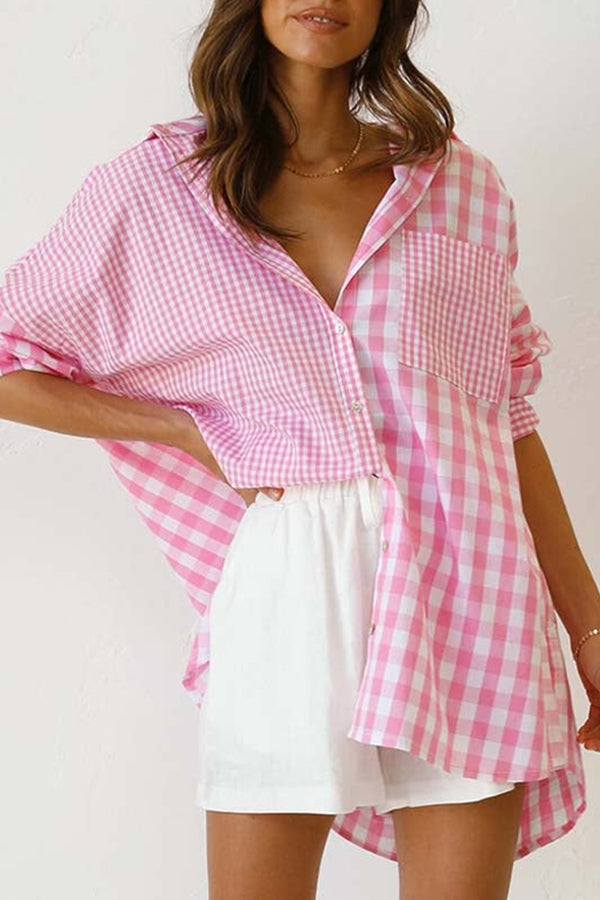 One Split Wonder Plaid Button Shirt - Fashionpara