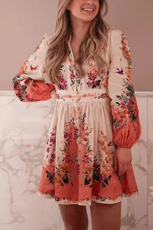 Much Respect Printed Button Mini Dress - Fashionpara