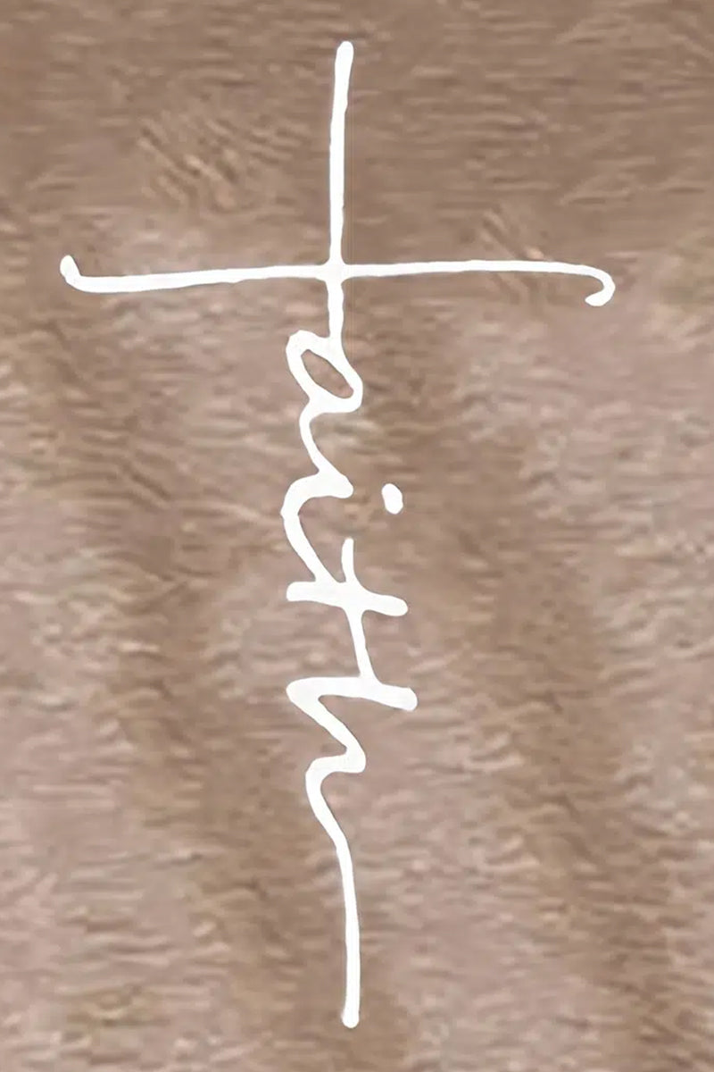 Faith Letter Print Crew Neck T-Shirt - Fashionpara