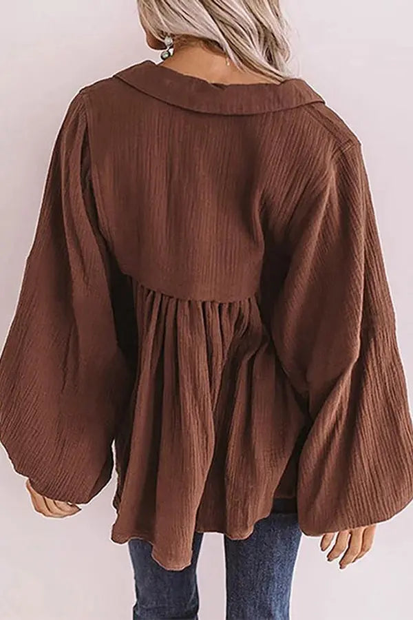 Best Kept Secret Collared Babydoll Top - Fashionpara