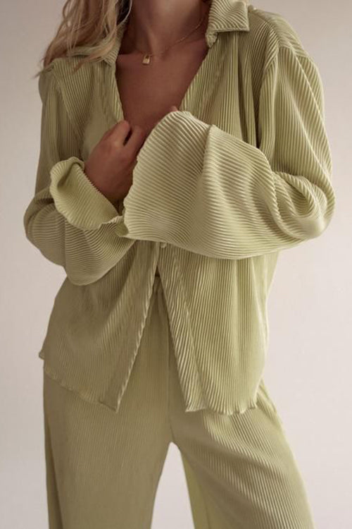 Pleated Oversized Shirt and Trouser Set - Fashionpara