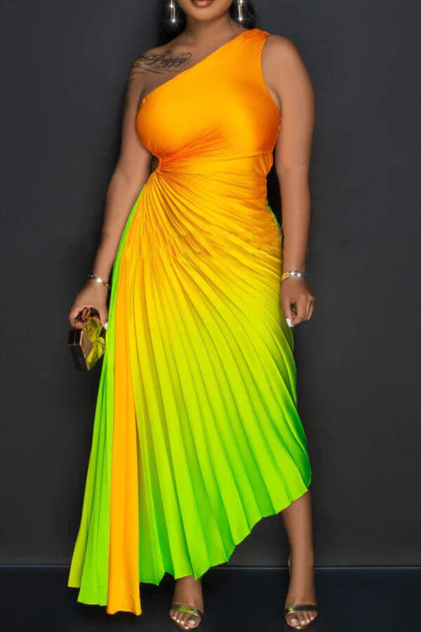 Gradient plain print dress - Fashionpara