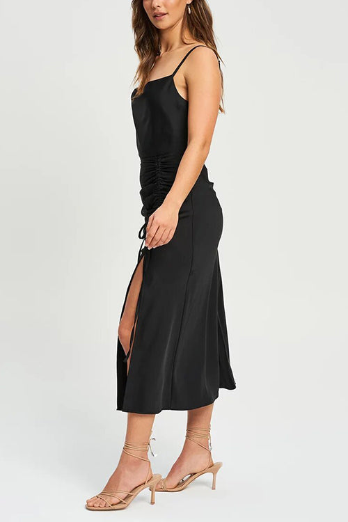 Date Night Satin Midi Dress - Fashionpara