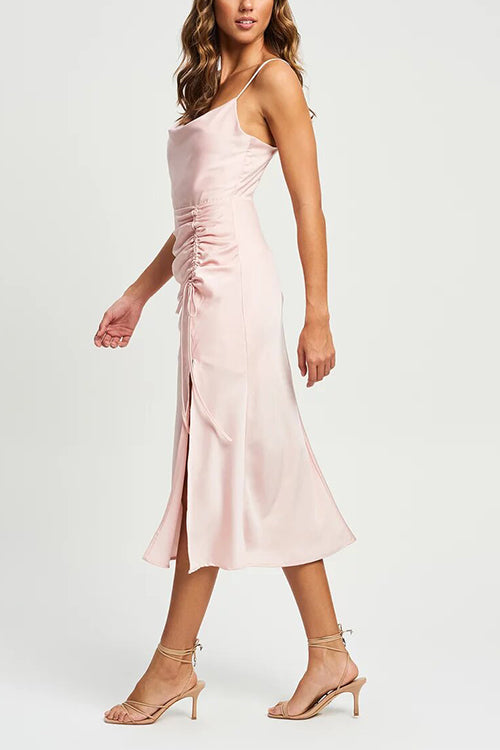 Date Night Satin Midi Dress - Fashionpara