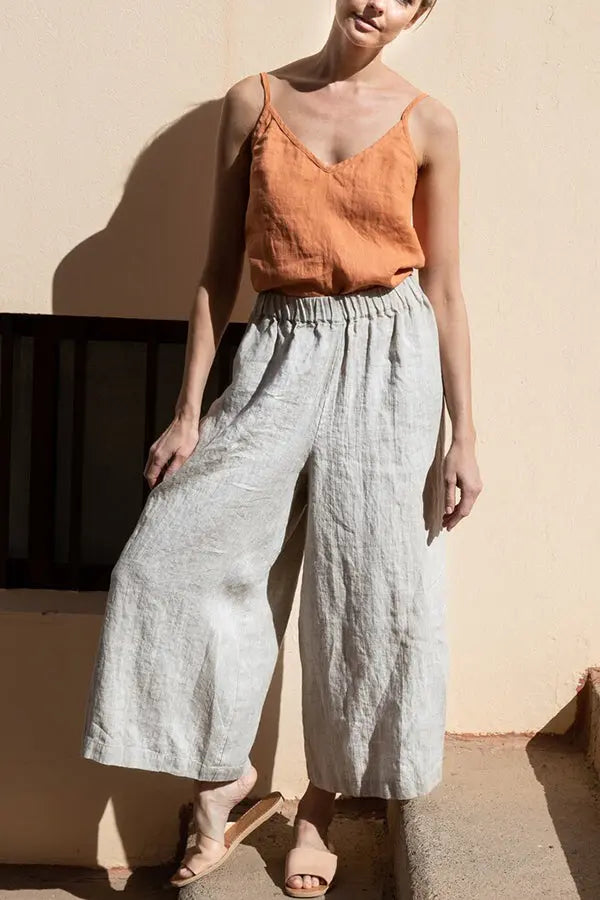 Solid Linen Tank Top - Fashionpara