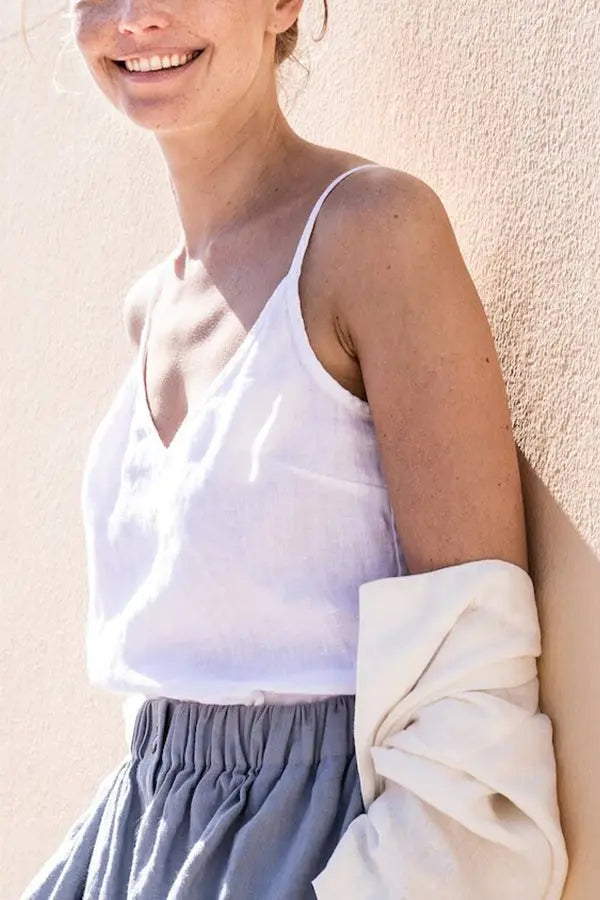 Solid Linen Tank Top - Fashionpara