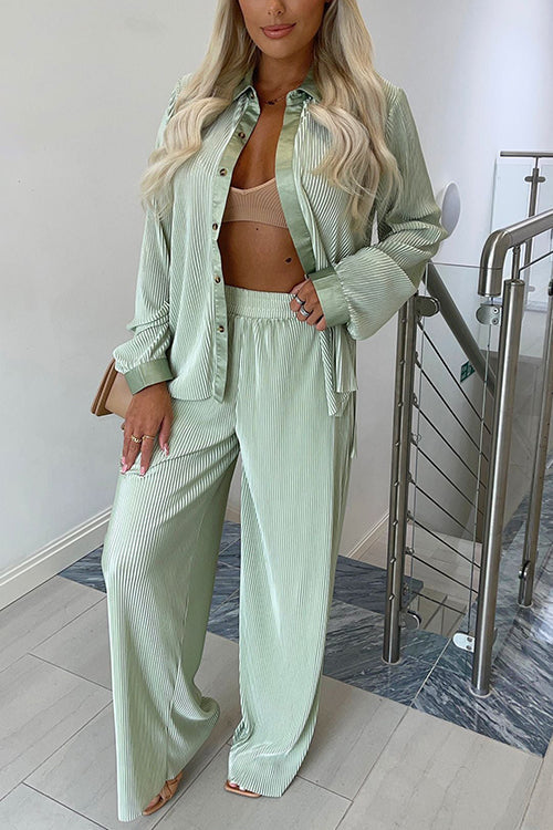 Pleated Oversized Shirt and Trouser Set - Fashionpara