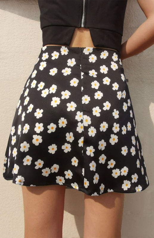Women's High Waist Satin Print A Fashion Sexy Half-Body Skirt - Fashionpara