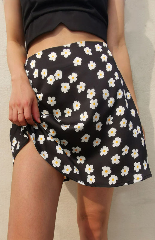 Women's High Waist Satin Print A Fashion Sexy Half-Body Skirt - Fashionpara