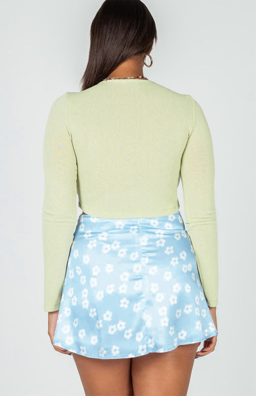 Women's High Waist Satin Print A Fashion Sexy Half-Body Skirt - Fashionpara