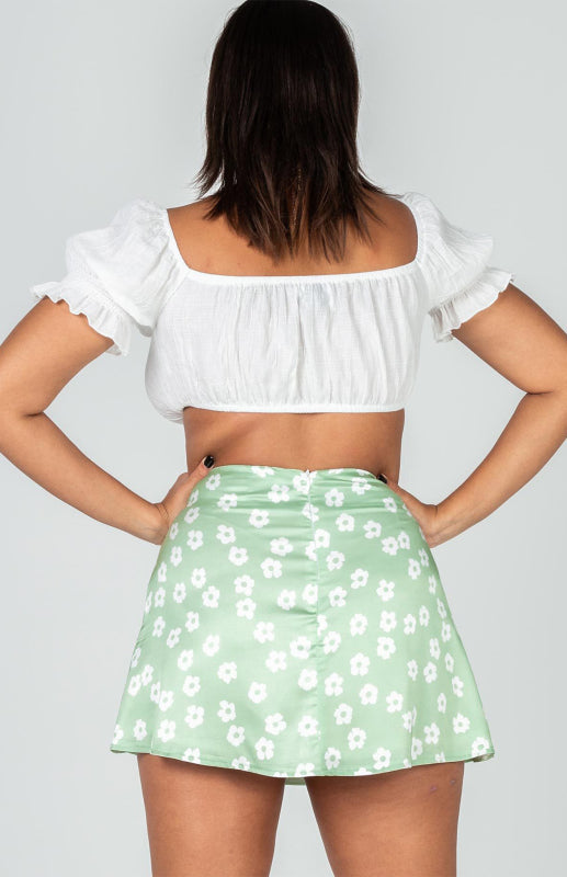 Women's High Waist Satin Print A Fashion Sexy Half-Body Skirt - Fashionpara