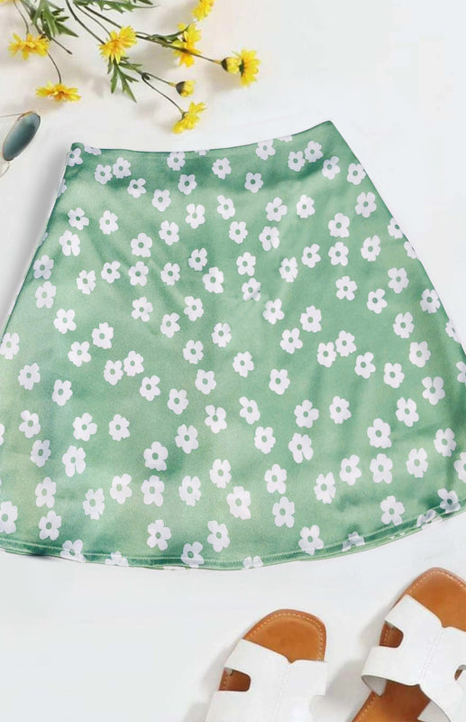 Women's High Waist Satin Print A Fashion Sexy Half-Body Skirt - Fashionpara