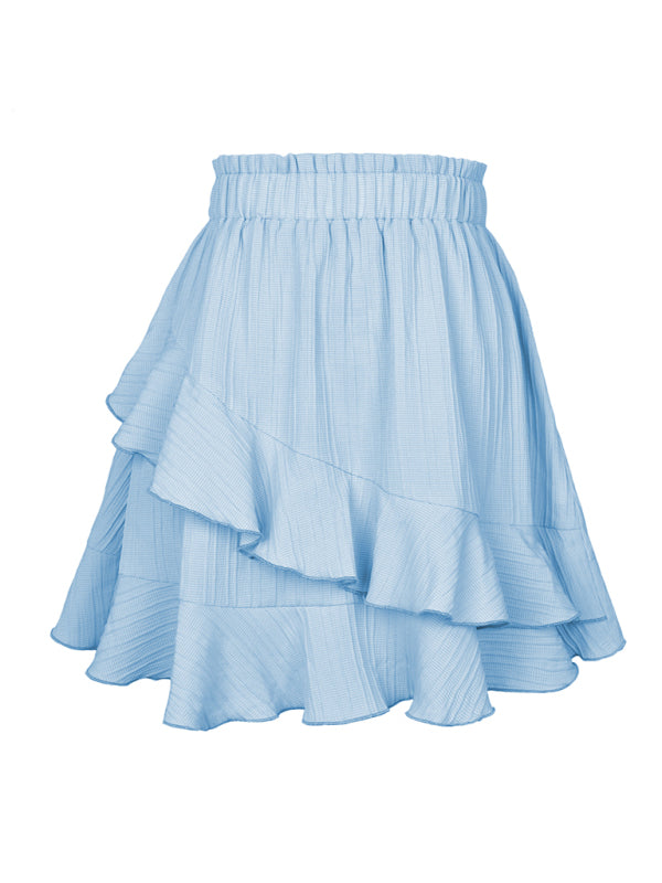 Women's Irregular solid color ruffle skirt - Fashionpara