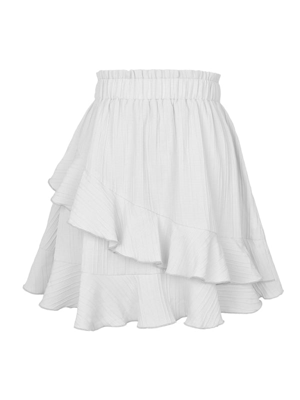 Women's Irregular solid color ruffle skirt - Fashionpara