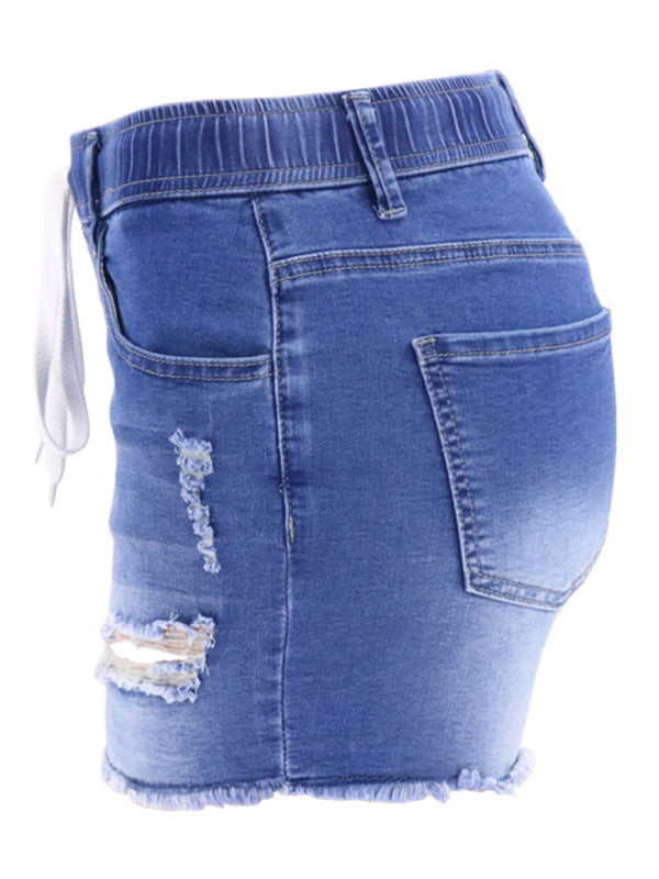 Women's casual slim all-match ripped denim shorts - Fashionpara
