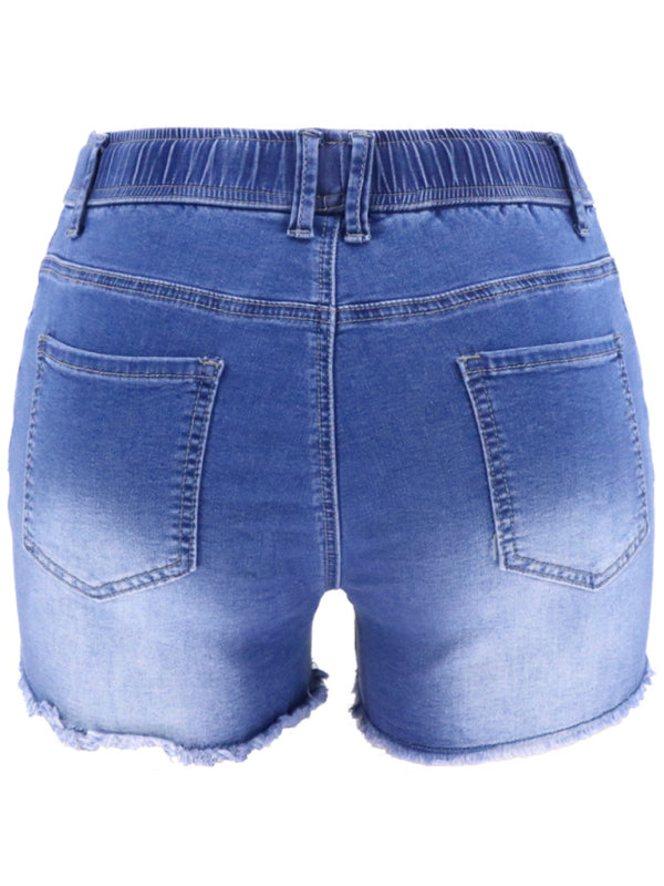 Women's casual slim all-match ripped denim shorts - Fashionpara