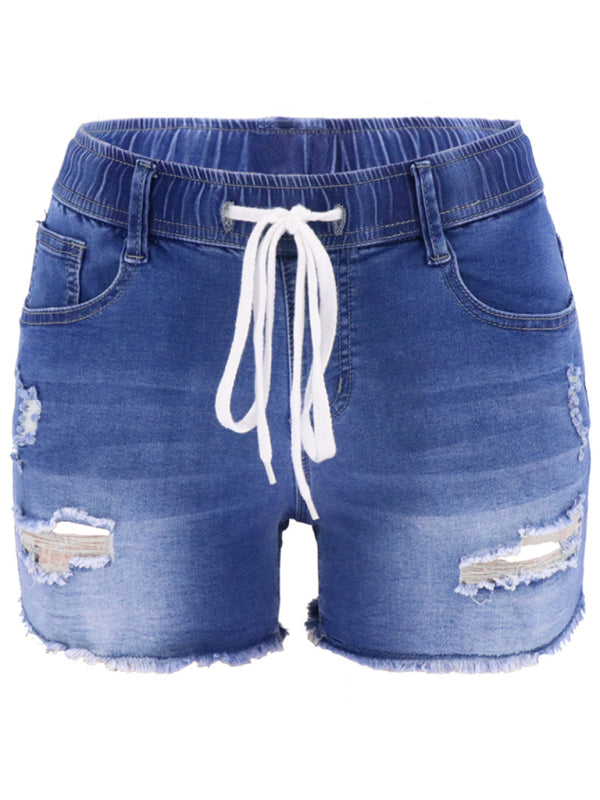 Women's casual slim all-match ripped denim shorts - Fashionpara