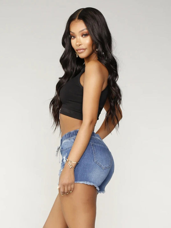 Women's casual slim all-match ripped denim shorts - Fashionpara