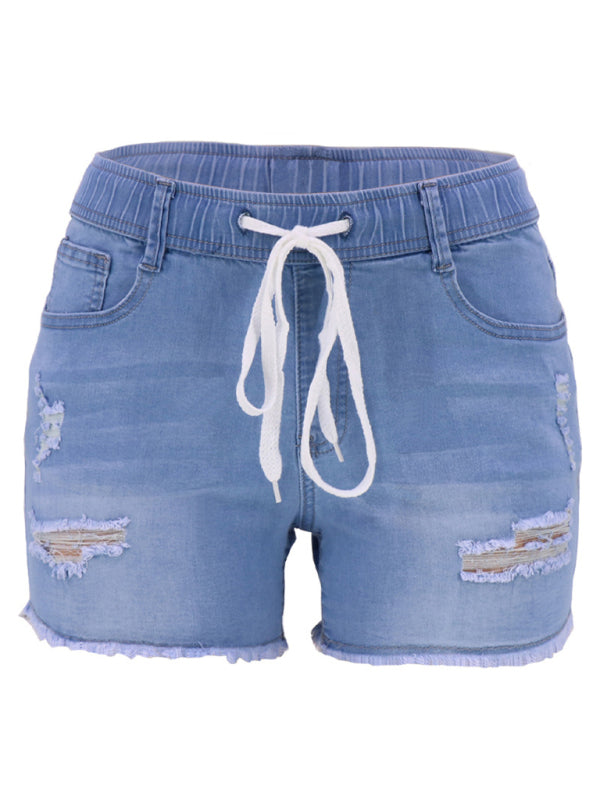 Women's casual slim all-match ripped denim shorts - Fashionpara