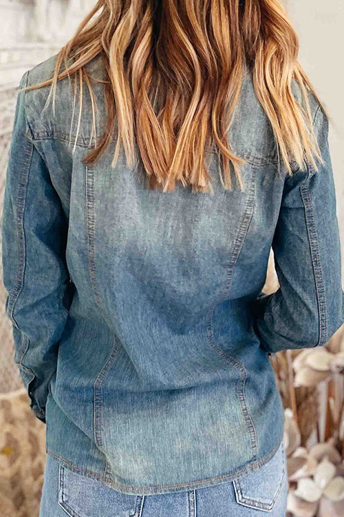 Retro Western Denim Shirt - Fashionpara