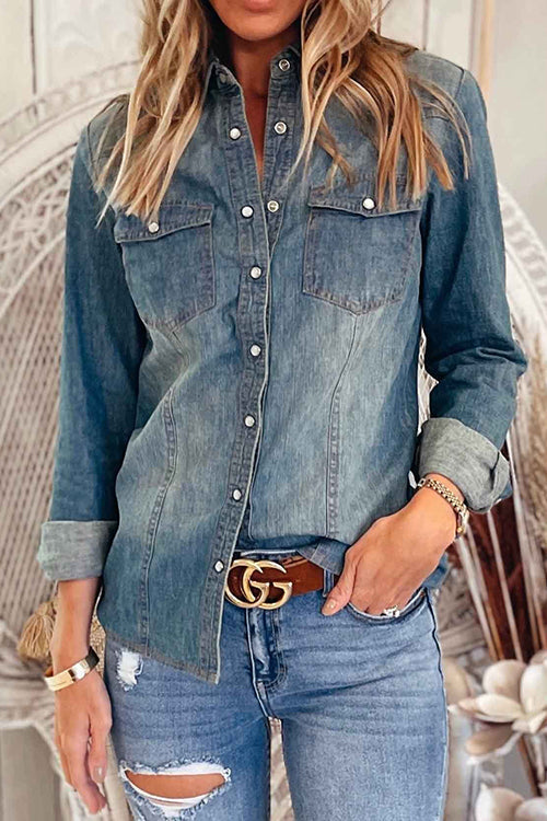 Retro Western Denim Shirt - Fashionpara