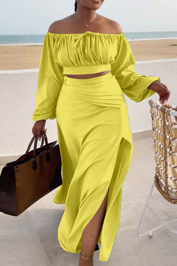 Lantern sleeve plus size suit - Fashionpara