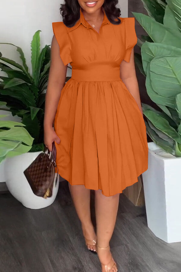 Waist Pleated Sleeveless Dress - Fashionpara