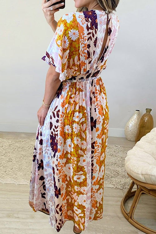 Like Palm Side Slit Bat Maxi Dress - Fashionpara