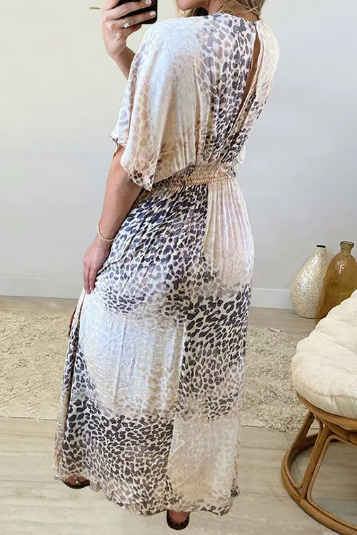 Like Palm Side Slit Bat Maxi Dress - Fashionpara