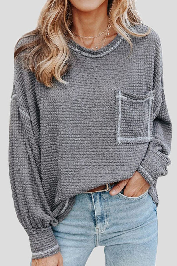 Finally Friday Waffle Knit Top - Fashionpara