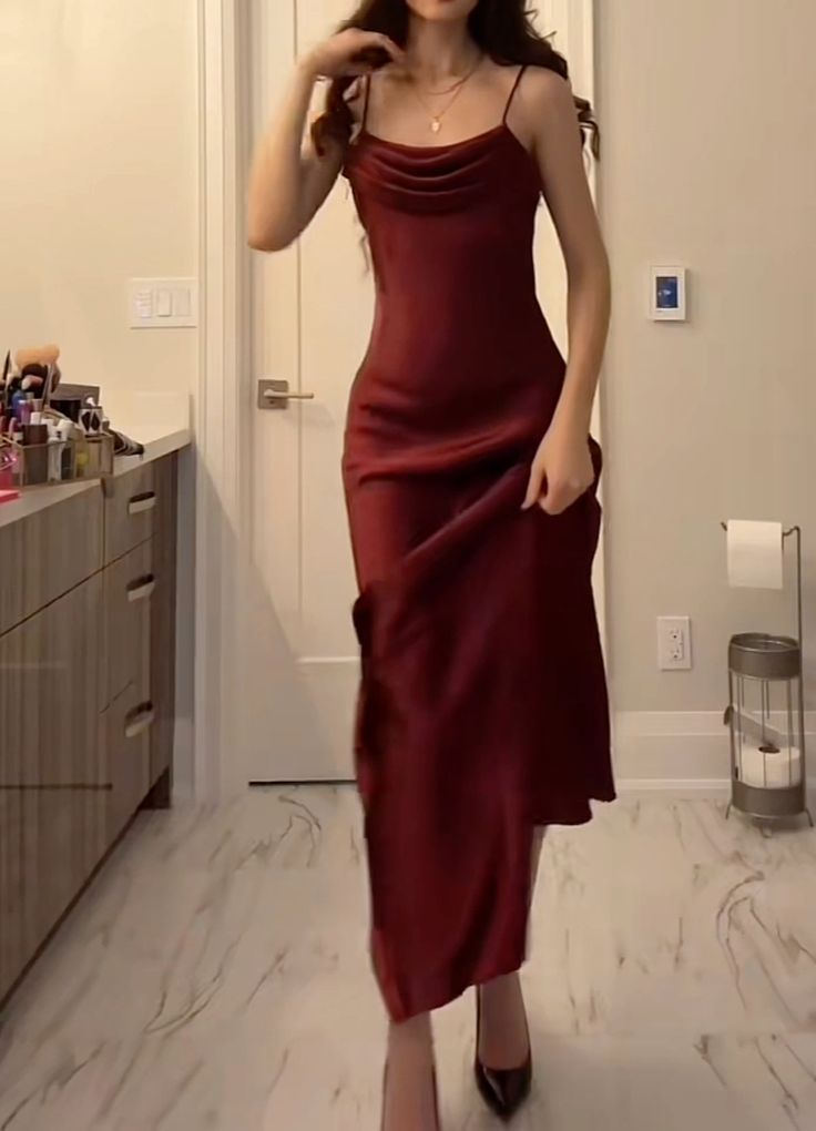 Modest Mermaid Straps Burgundy Prom Dress - Fashionpara