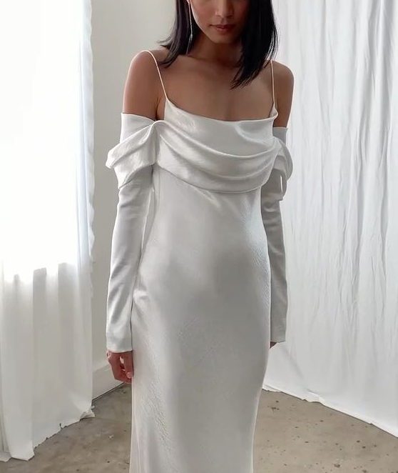 Sexy Backless Mermaid Wedding Dresses Women Spaghetti Straps Long Sleeves Dress