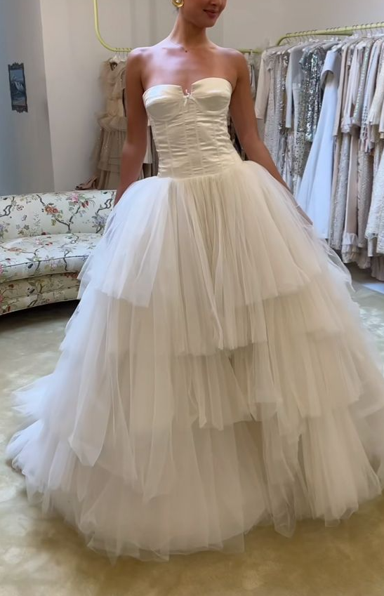 A-line Evening Gown Long Evening Party Prom Dresses Strapless Wedding Dresses