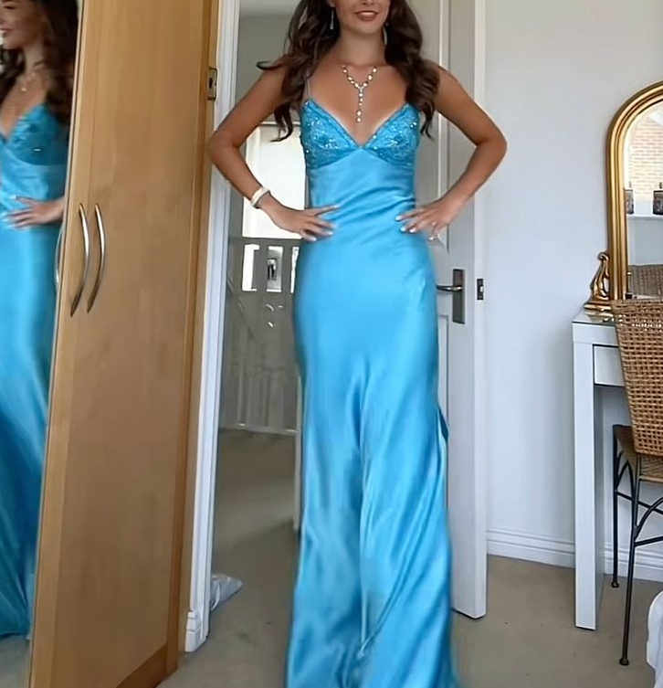 Long Evening Prom Dresses, Custom Blue Prom Dress - Fashionpara