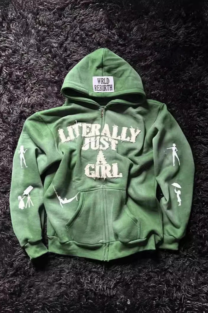 Street Style 3D Letter Zipper Hoodie