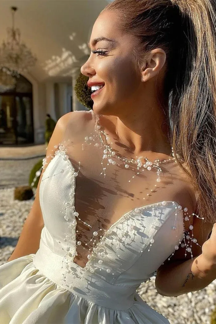 New Mini Homecoming Dress Transparent Tulle Jewel Sweetheart Satin Graduation Dresses - Fashionpara