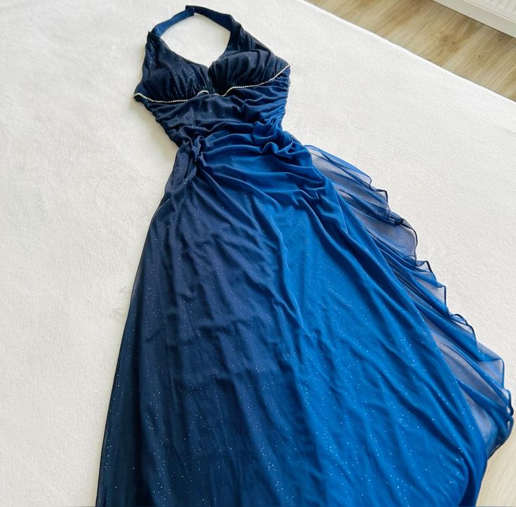 Blue Shinny Party Prom Dresses Long Formal Dress
