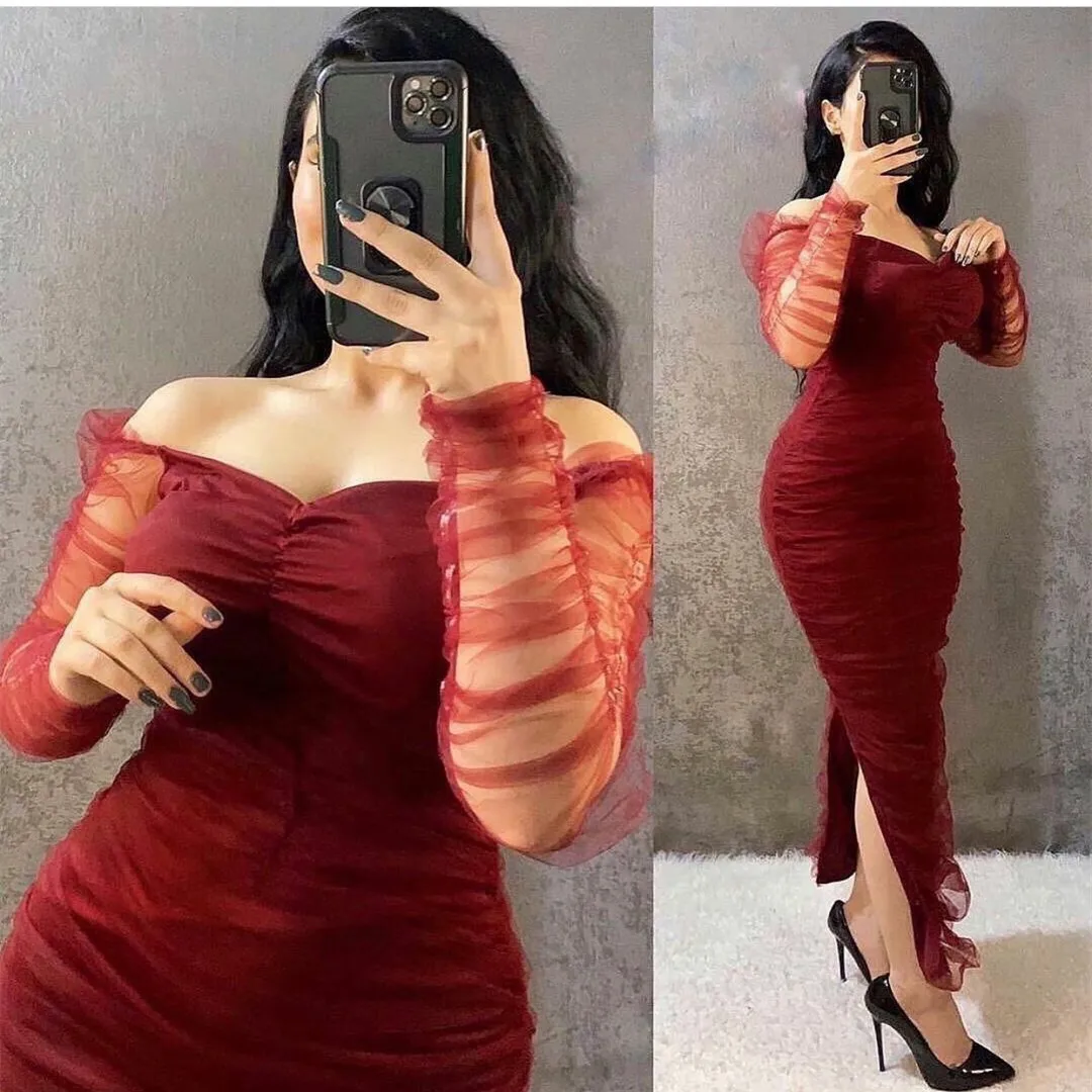 Sexy Sheath Off Shoulder Evening Gown Prom Party Dresses - Fashionpara