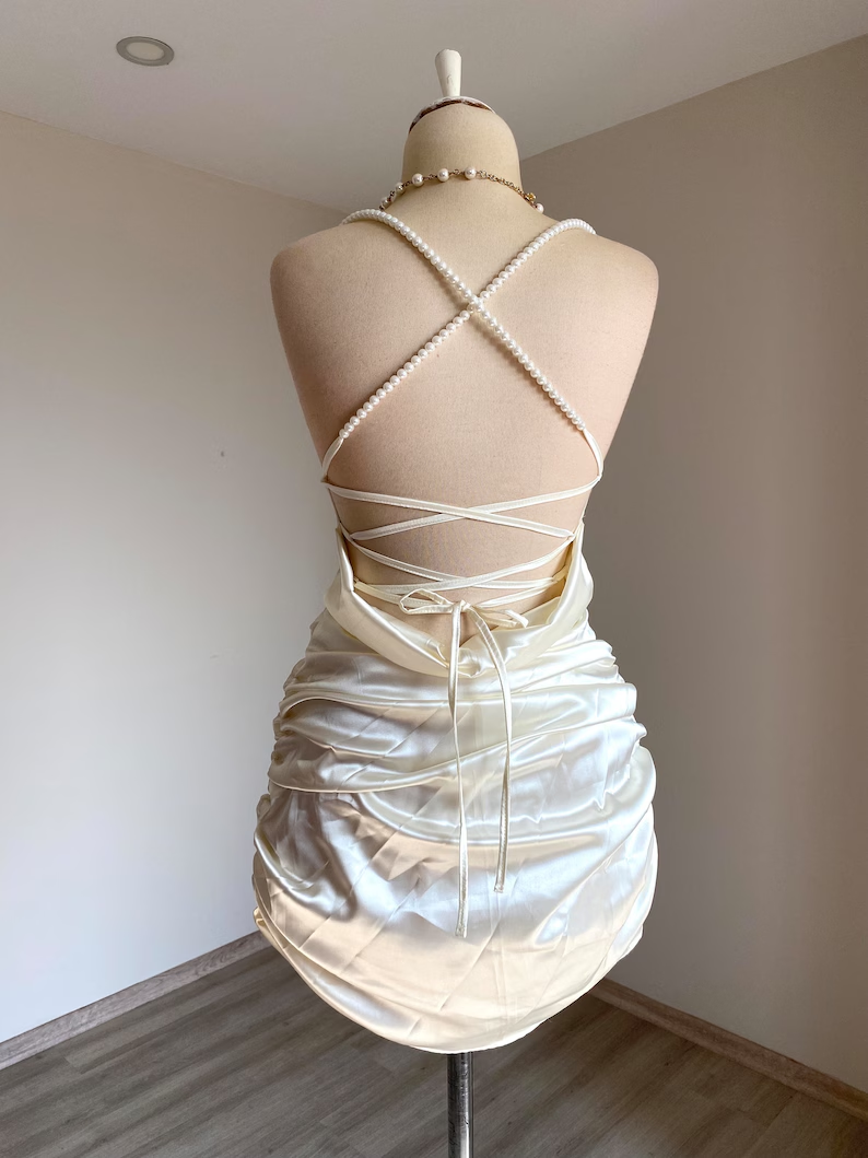 Satin Dress Women's Satin Bridal Dresses Party Bridesmaid Dresses Prom Dress Short Formal Dress - Fashionpara