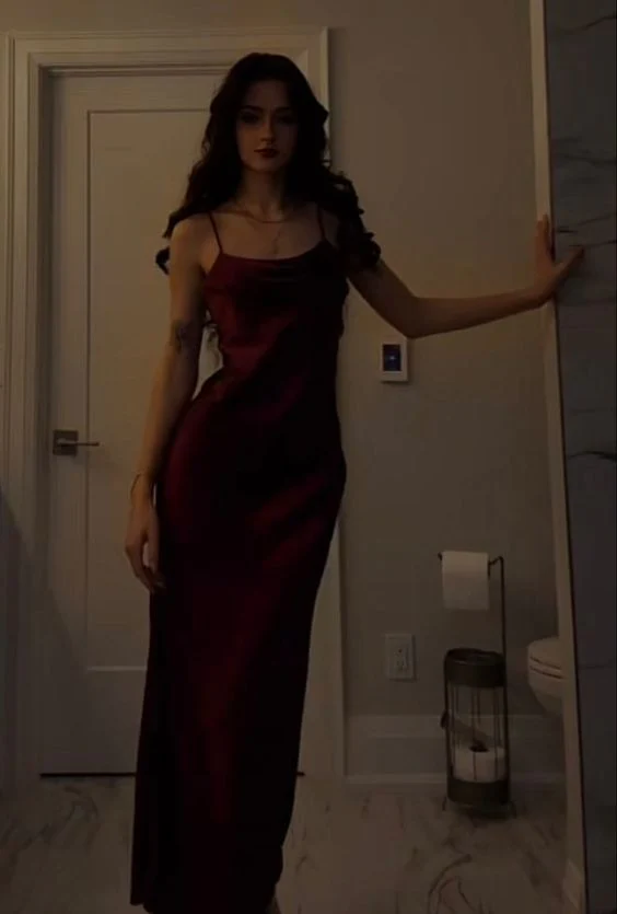 Modest Mermaid Straps Burgundy Prom Dress - Fashionpara