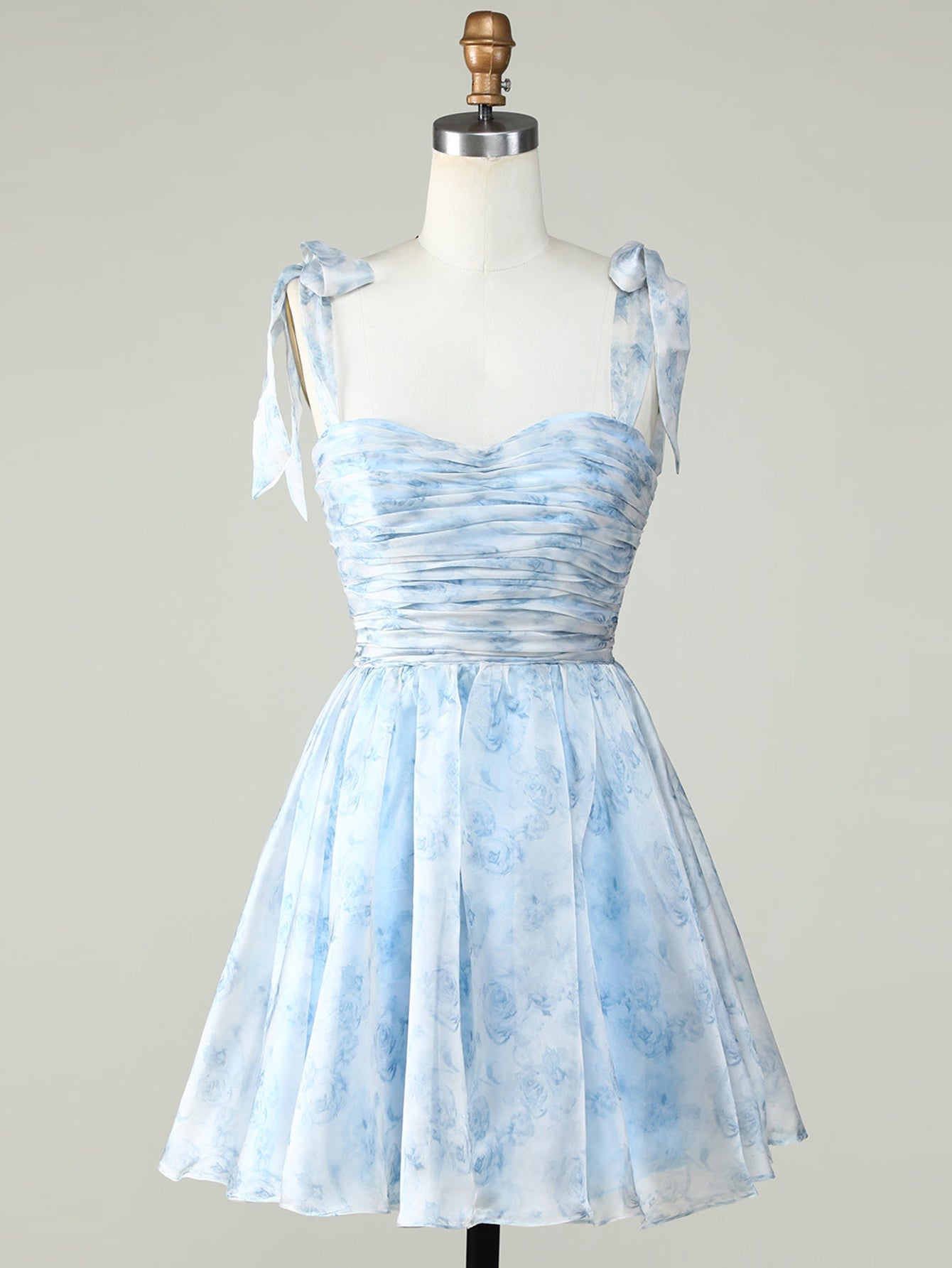 Blue A Line Lace Up Homecoming Dress - Fashionpara