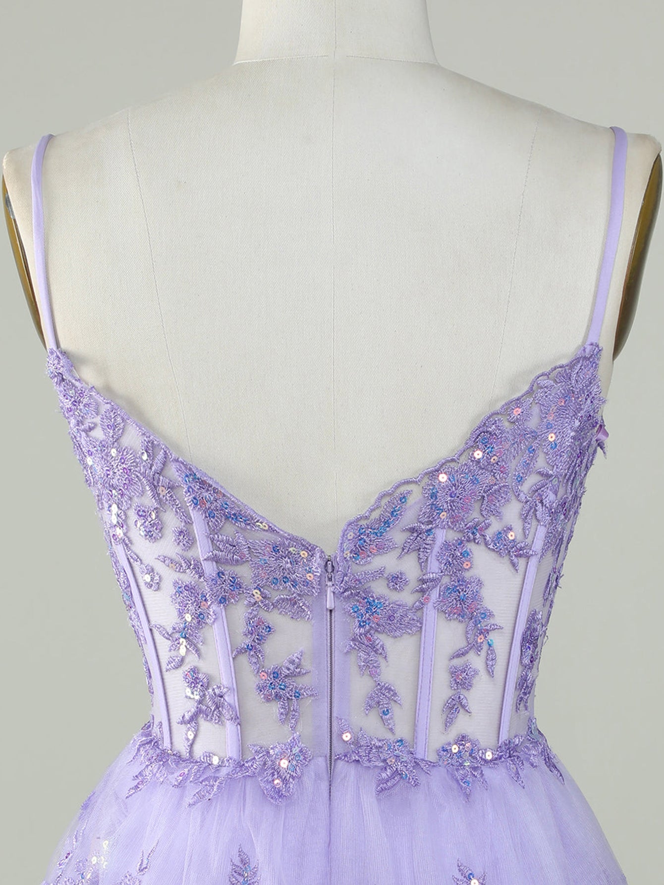 Purple A-Line V Neck Tiered Homecoming Dress - Fashionpara
