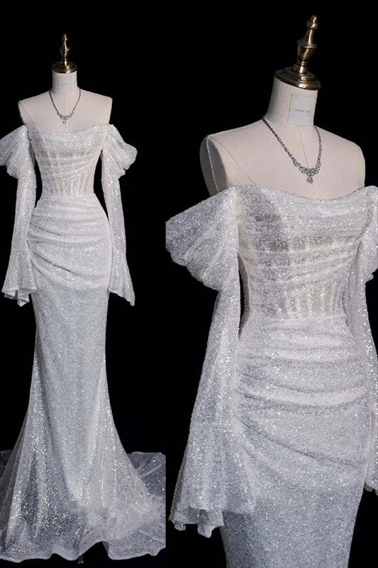 Glitter Corset Sequins Wedding Dress Mermaid Prom Dress