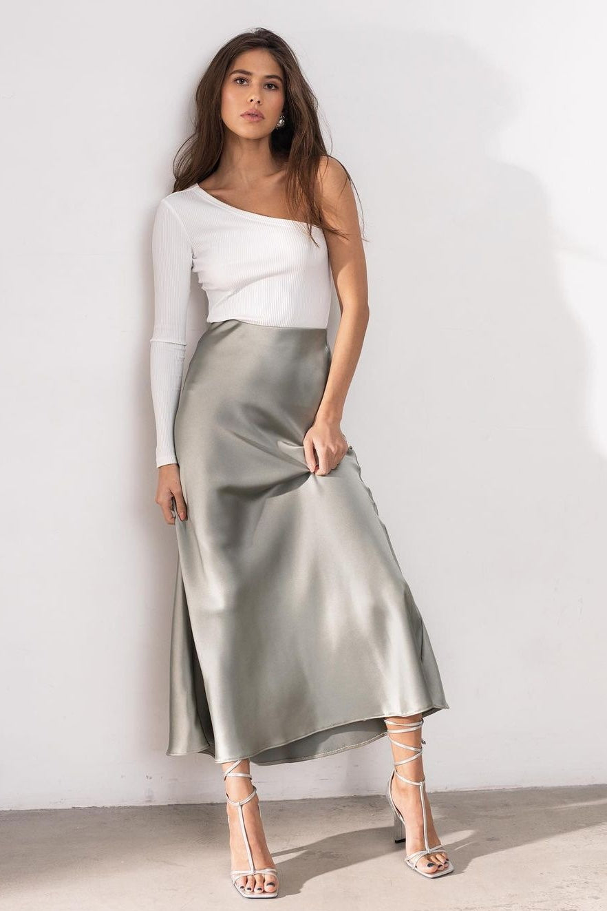 Satin Fishtail Maxi Skirt