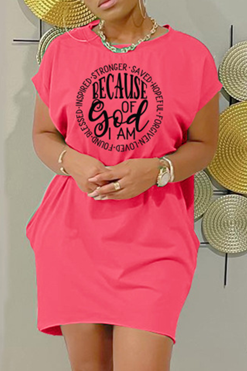 Casual Print Patchwork O Neck Straight Dresses  Fashionpara