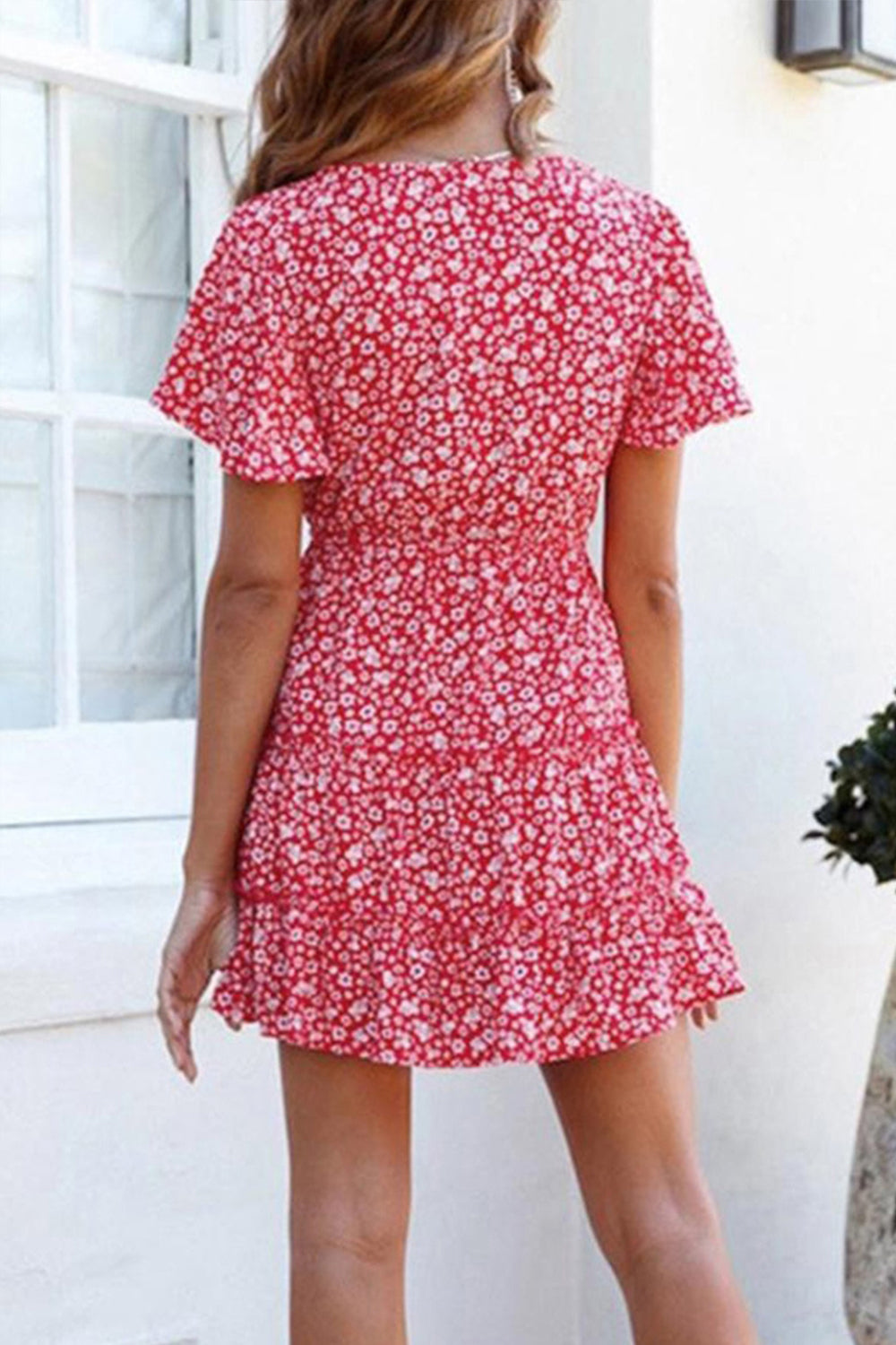 Ruffled Floral Print Dress