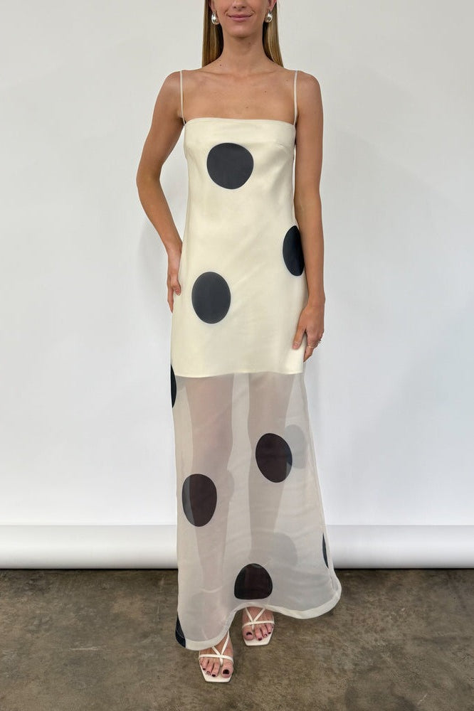 Polka Dot Bodycon Cami Maxi Dress