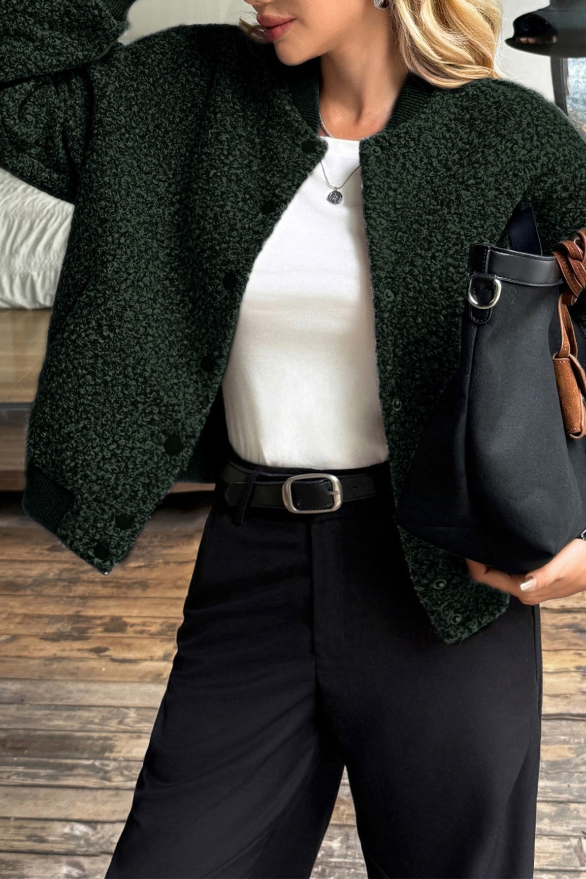 Holiday Style Long Sleeve Button Coat - Fashionpara