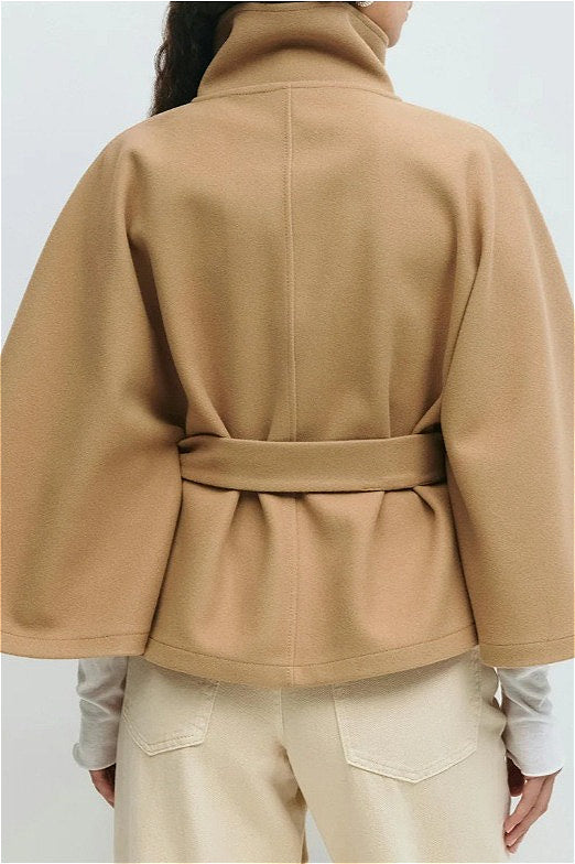 Stand Collar Cape Coat for Elegant Layered Style and Warmth